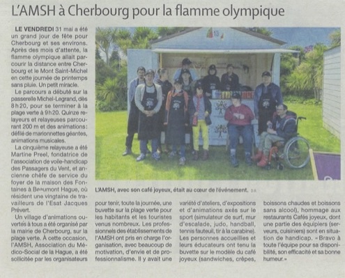 L’AMSH à Cherbourg pour la flamme olympique